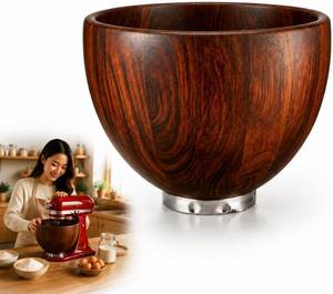 ชามไม้พรีเมียมสำหรับเครื่องผสมอาหาร KitchenAid ทำด้วยมือ เป็นมิตรกับสิ่งแวดล้อม ดีไซน์ทันสมัย ชามไม้ทนทาน เหมาะสำหรับเป็นของขวัญขึ้นบ้านใหม่ - Product Image 3