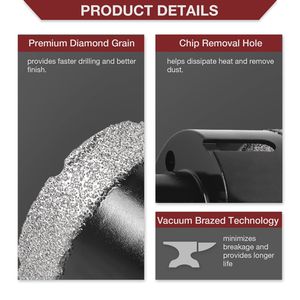 Kit de 10 Brocas de Diamante para Perforación - Brocas de Corona Soldadas al Vacío para Azulejos, Vidrio y Mármol - Product Image 4