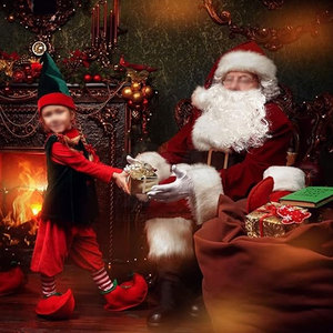 Conjunto de Disfraz Navideño de Santa Claus, Chaqueta Roja de Felpa, Pantalones, Gorro, Cinturón, Barba, Guantes y Accesorios para Fiestas y Eventos Navideños - Product Image 5