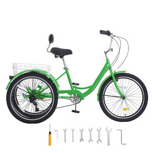 Triciclo Cruiser in Acciaio al Carbonio a 7 Velocità con Ruote da 20 Pollici e Cestino Regolabile per Adulti - Product Image 1