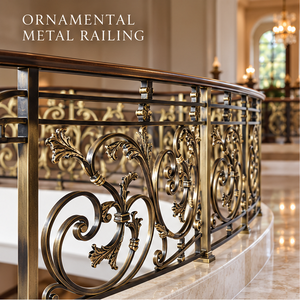 Rampe en métal bronze ornée avec des balustres décoratifs à motifs floraux pour escaliers et intérieurs de balcons de luxe - Product Image 4