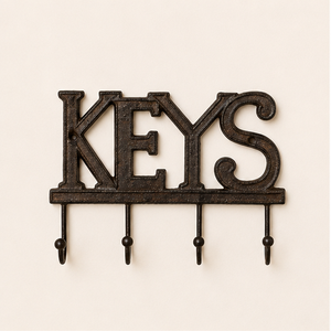 Vintage Cast Iron <b>KEYS</b> <b>Wall</b> Mounted <b>Key</b> Holder Rustic Farmhouse Decorative <b>Key</b> <b>Rack</b> With 4 Heavy Duty Hooks <b>For</b> Entryway - Product Image 3