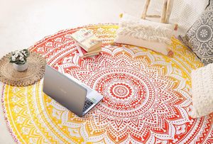Tapiz Redondo para Colgar en la Pared, Estilo Hippie, Mandala, Bohemio, Indio, Mantel de 70 Pulgadas (178 cm), Rojo Fuego, Decoración Boho para el Hogar - Product Image 5