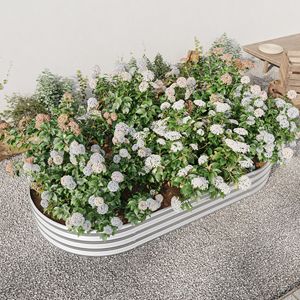 Large Silver Oval Metal Raised Garden Bed Outdoor <b>Planter</b> for Flowers <b>Vegetables</b> Plants - Product Image 6