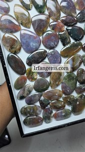 Agate de mousse bio naturelle de haute qualité, cabochon fait main, pierre précieuse en vrac pour la fabrication de bijoux, marque IRFAN GEMS, Rajasthan, Inde, 5-10g, 4-7mm - Product Image 5