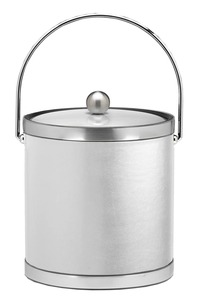 Silver Stainless Steel Ice <b>Bucket</b> <b>with</b> <b>Lid</b> Handle and Scoop Perforated Round Beverage Cooler Tub - Product Image 2