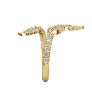 Anillo de cóctel con plumas de diamantes en oro amarillo para mujer, joyería fina de lujo - Product Image 3