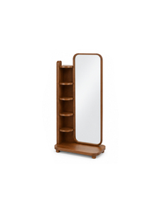 Armoire miroir autoportante en bois moderne avec 4 étagères, design minimaliste pour chambre à coucher, meuble de rangement pour la maison - Product Image 3