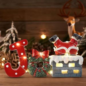 Decorazioni Natalizie da Tavolo con Luci LED, Statuetta in Resina di Babbo Natale con Camino, Ornamento per Decorazioni Festive da Tavola - Product Image 2