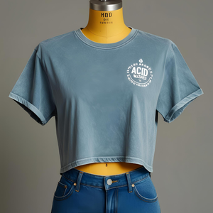 T-shirt pour femme en tricot décontracté, teint en fil, longueur standard, personnalisable - Product Image 2