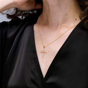 Pendentif en or jaune avec diamant rond, style minimaliste, bijoux pour femmes à porter au quotidien, or 10K 14K 18K, argent 925 935 - Product Image 1