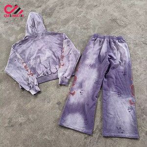 Conjunto Deportivo Tie Dye con Capucha, Corte Holgado, Estampado de Calavera, Algodón, Ropa Urbana Unisex para Otoño, CARR MASTER - Product Image 2