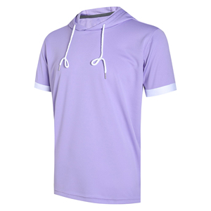 Sudadera con capucha de manga corta de alta calidad para hombre, de secado rápido, ajustada, transpirable, para uso deportivo, con capucha, mezcla de algodón básico. - Product Image 1