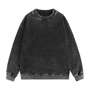 <b>Acid</b> Wash Crewneck Sweatshirt Oversized Boxy Fit OEM Custom Made Logo Men's Vintage <b>Drop</b> Shoulder Unisex Pullover 100% Cotton - Product Image 4