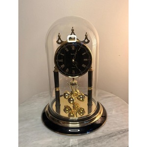 Brass Desk <b>Clock</b> Circular Traditional Design Quartz Movement Battery Operated Needle Display Hourly <b>Chiming</b> - Product Image 3