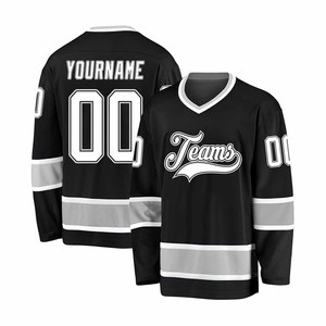 Maillot de hockey sur glace personnalisé par sublimation, nom et numéro personnalisés, vêtements d'équipe, manches longues, col en V, pour hommes adultes - Product Image 1
