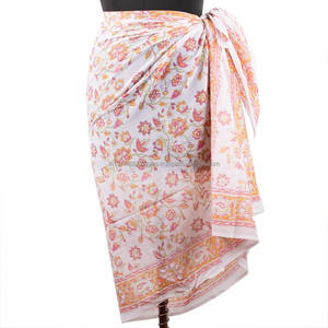 Sarong de algodón con estampado de bloques hecho a mano para ropa de playa y ropa regional de moda de Resort - Product Image 2