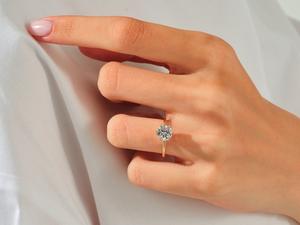 Bague de fiançailles en diamant rond de 1,01 carat cultivé en laboratoire, en or massif 14 carats, solitaire, cadeau raffiné pour femme, charme pour anniversaire de mariage - Product Image 4