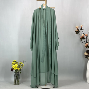 High Quality lightweight Ladies Long Floor Length Abaya Dress <b>Islamic</b> Ethnic Fashion Plain Polyester Chiffon Caftan Style - Product Image 4