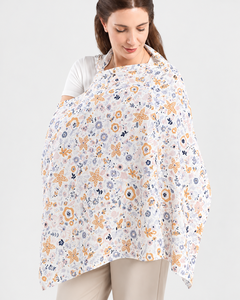 Couverture d'allaitement 100 % coton 140 GSM tissée à imprimé floral numérique, personnalisation de marque, vente en gros - Product Image 1