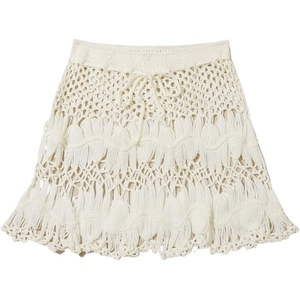 Traje de baño para mujer con cintura anudada y falda de ganchillo para la playa - Product Image 2