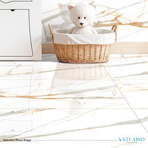 กระเบื้องพอร์ซเลนลายหินอ่อนสีขาวลายเส้นทอง เงาสูง เคลือบเต็มแผ่น ขนาด 600x1200 มม. (60x120 ซม.) สำหรับปูพื้น - Product Image 4