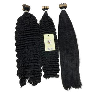 Extensiones de cabello humano vietnamita natural 100% al por mayor cinta rizada recta en cabello crudo 100% cinta de rizos de ondas profundas en el cabello - Product Image 3