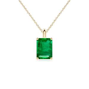 Pendentif classique en émeraude verte taille émeraude certifiée IGI de qualité supérieure, pierre précieuse, or 14 carats, forme géométrique - Product Image 1