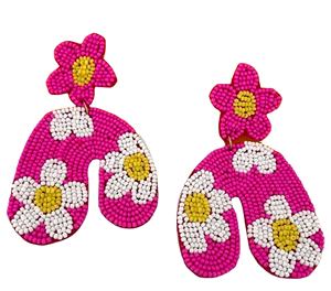 Pendientes de cuentas con diseño de kalash rosa y amarillo, pendientes de cuentas para mujer, joyería festiva para fiestas al mejor precio, pendientes de cuentas - Product Image 1