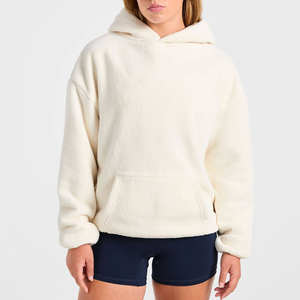 Sudadera con capucha y suéteres de algodón transpirables de gran tamaño para mujer, personalizados y de alta demanda, en blanco, para deportes. - Product Image 1