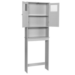 Mobile da Bagno a Doppia Anta in MDF Verniciato Grigio 60*22*170cm, Arredo per Toilette e Bagno - Product Image 2