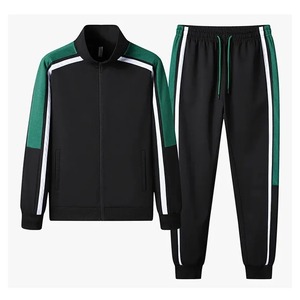 Chándal Unisex Negro y Verde con Bloques de Color, Cierre de Cremallera en Manga Larga, Transpirable, de Poliéster, para Otoño, Corte Regular - Product Image 1