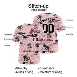 Custom Tropical Print <b>Baseball</b> Jersey Unisex Short Sleeve Breathable Polyester Summer Sport Top Teamname 00 Sublimated Design - Product Image 4
