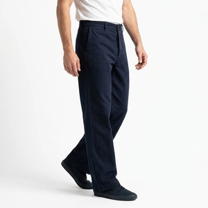 Pantalon de travail en velours côtelé pour homme, coupe droite, avec passants de ceinture, teint uni, style décontracté industriel - Product Image 1