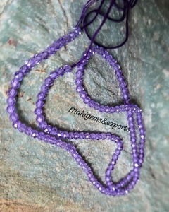Collar de cuentas de circonita cúbica morada lavanda de 2.50 MM, piedras preciosas redondas facetadas, regalo para otra persona - Product Image 3