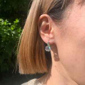 Pendientes Colgantes Vintage con Diamante Redondo de Moissanita y Plata 925, Joyería Fina Solitaria para Compromiso, Regalo para Mujer - Product Image 1