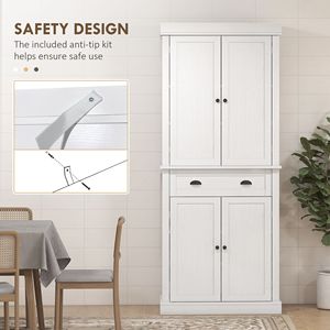 Armoire de cuisine autoportante blanche de 72 pouces, design moderne et antique, solution de rangement spacieuse, en bois massif de bouleau et chêne - Product Image 6
