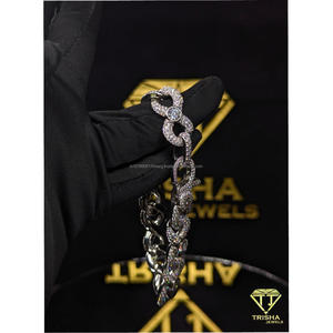 Bracelet cubain en moissanite serti de diamants, fermoir personnalisé, bijoux hip-hop pour hommes avec finition brillante de qualité supérieure par Trisha Jewels - Product Image 4