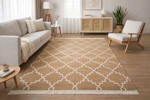 Tapis en jute fait main, motif géométrique en treillis, tapis en fibres naturelles, tapis écologique à tissage plat pour salon, chambre à coucher - Product Image 6