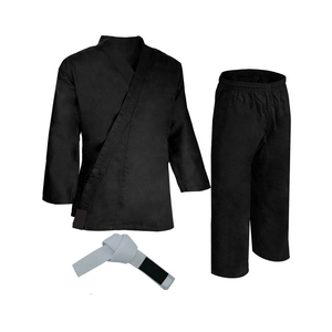 Uniforme de Karate Unisex para Adultos, 100% Algodón, Conjuntos Blancos y Negros, Duradero, Corte Regular, Teñido Liso, Ropa de Artes Marciales - Product Image 3