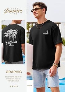 Camiseta estampada para hombre, camiseta gráfica informal a la moda, cuello redondo, tela suave, ropa cómoda y transpirable para verano, ropa de estilo moderno - Product Image 4
