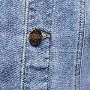Veste en jean élégante pour homme, boutonnée, coupe ajustée, style streetwear, pour usage quotidien, tendance, en coton, coupe décontractée classique - Product Image 6