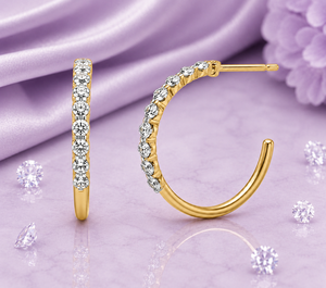 Aros de Oro Amarillo con Diamantes Cultivados en Laboratorio, Corte Brillante, para Mujer, para Bodas y Uso Diario, en Oro de 10K, 14K, 18K, Plata 925 y 935 - Product Image 1