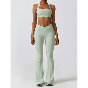 Cropped Workout <b>Leggings</b> Side <b>Pockets</b> Women's Running <b>Leggings</b> Ribbed Knit Studio Fitness Custom Logo Supplier Women Activewear - Product Image 5