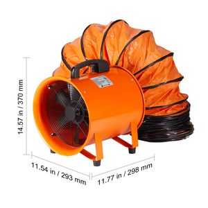 Ventilateur d'extraction portable 380W puissant pour atelier, ventilateur industriel cylindrique robuste de 10 pouces avec tuyau de conduit de 10 m 1893FM Ut Industrial Ut - Product Image 5
