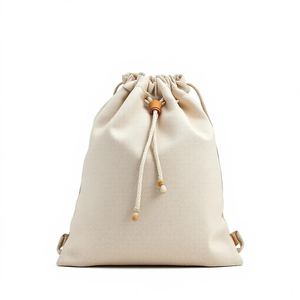 Premium Heavy-Duty Canvas <b>Drawstring</b> <b>Backpack</b> with Natural Leather Toggle | Eco-Friendly B2B Cinch Sack for Gym, Travel, Laptop - Product Image 1