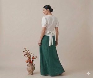 Ensemble deux pièces en coton pour femmes, haut à manches courtes, robe longueur genou, tenue décontractée d'été, motif uni, tenue confortable - Product Image 4