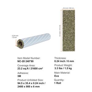 Tappeto Nautico Antiscivolo in Schiuma EVA Scanalata 94.5"x35.4" 23.2 Piedi Quadrati Autoadesivo per Barche e Yacht - Product Image 4