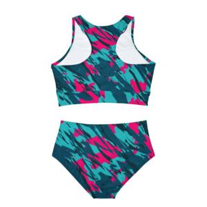 Women's Black Halter Bikini Set Solid Color <b>Thong</b> Bottom Stretch Swimwear Two Piece Beachwear Front Logo <b>Seamless</b> - Product Image 4