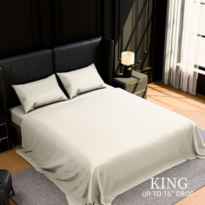 Set di Biancheria da Letto King Size in Microfibra 4 Pezzi, Spazzolato Bianco - Resistente alle Deformazioni e allo Sbiadimento, Facile da Curare - Product Image 4